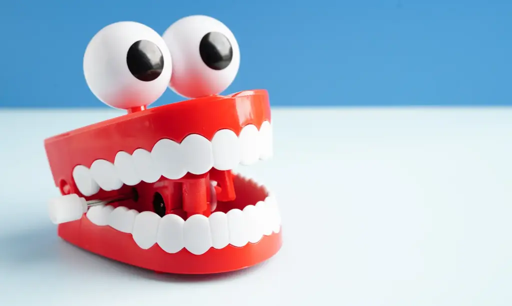 Toy smiling teeth with eyes